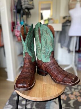 Dan Post Brown and Green Alligator Western Boots